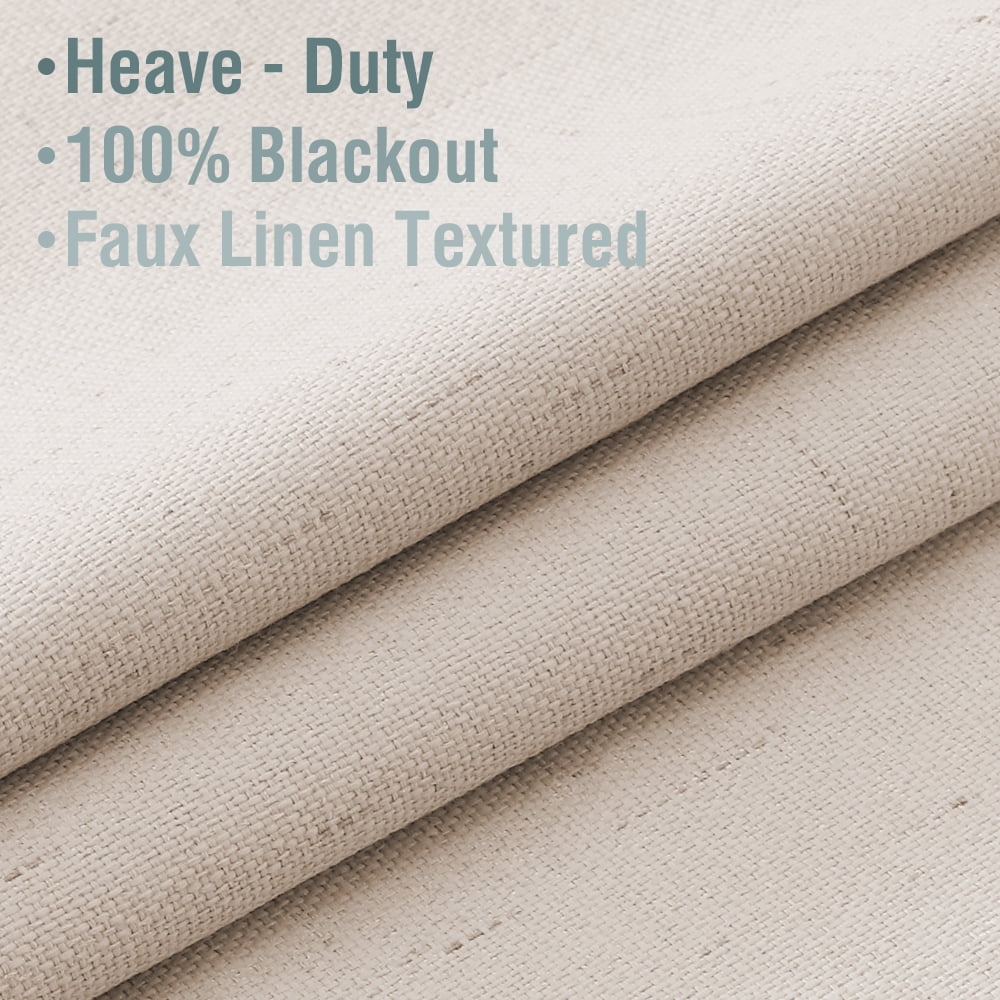 H.VERSAILTEX Natural Linen Blackout Curtains Set of 2 Panels, 100% Completely Blackout Curtains for Sliding Glass Door/Patio (52" x 96", Natural)