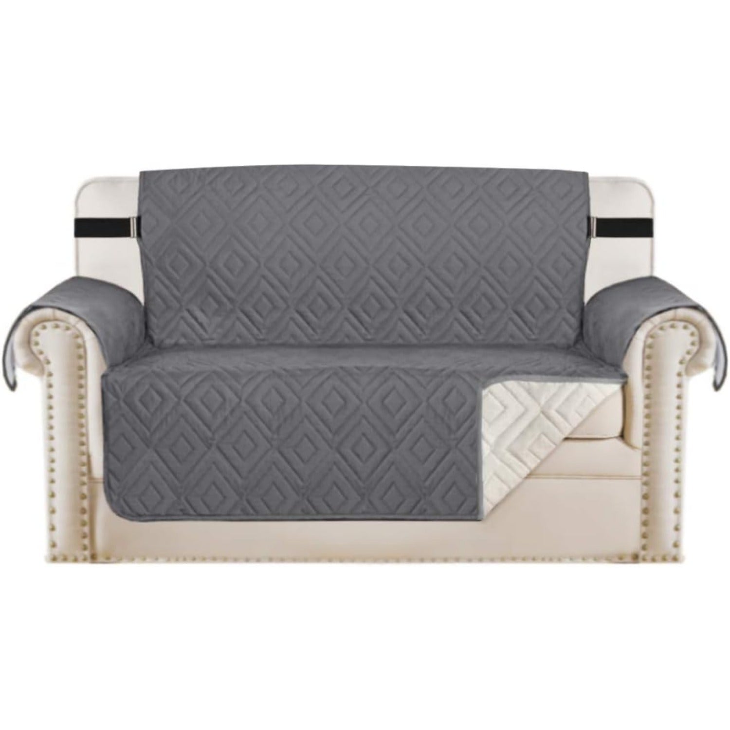 Reversible Furniture Protector Anti-Slip Water Resistant 2" Elastic Straps Couch Covers