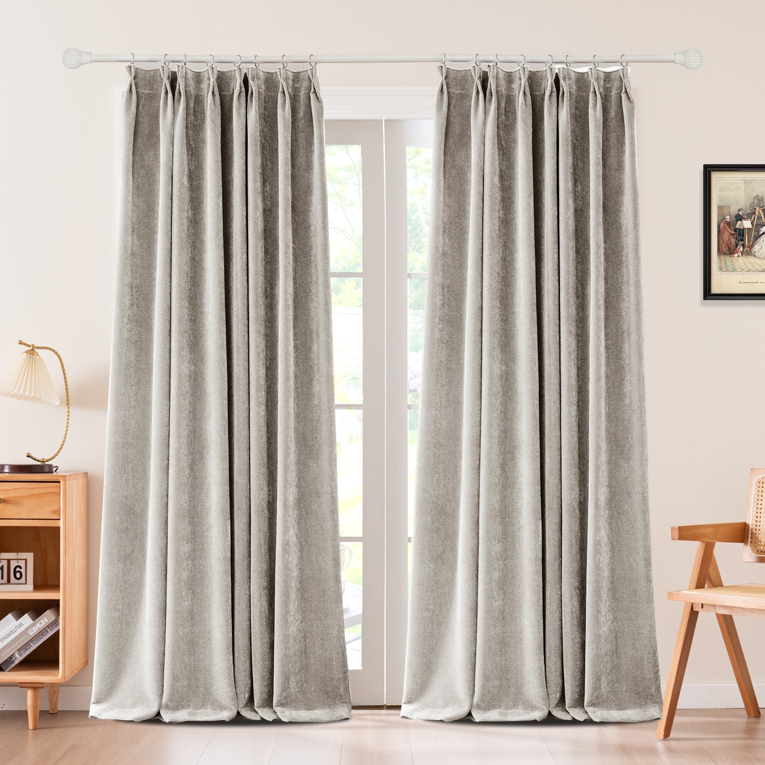Sarella Diagonal Weave Blackout curtain Pleated