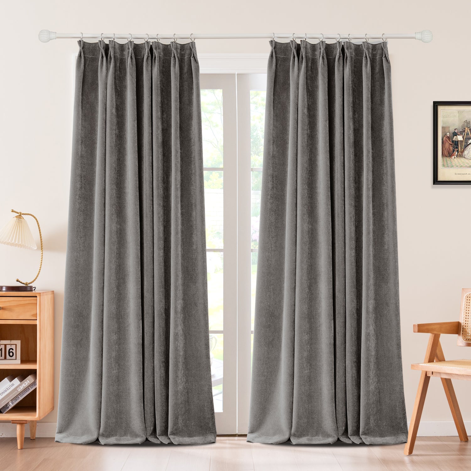 Sarella Diagonal Weave Blackout curtain Pleated