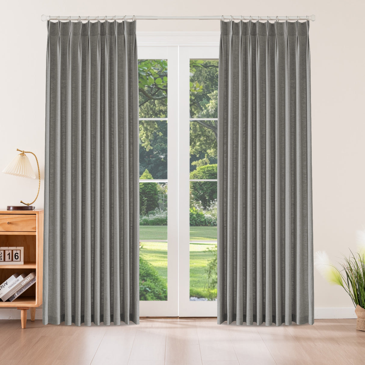 Aurevia Textured Linen Cotton Blend Curtain Pleated