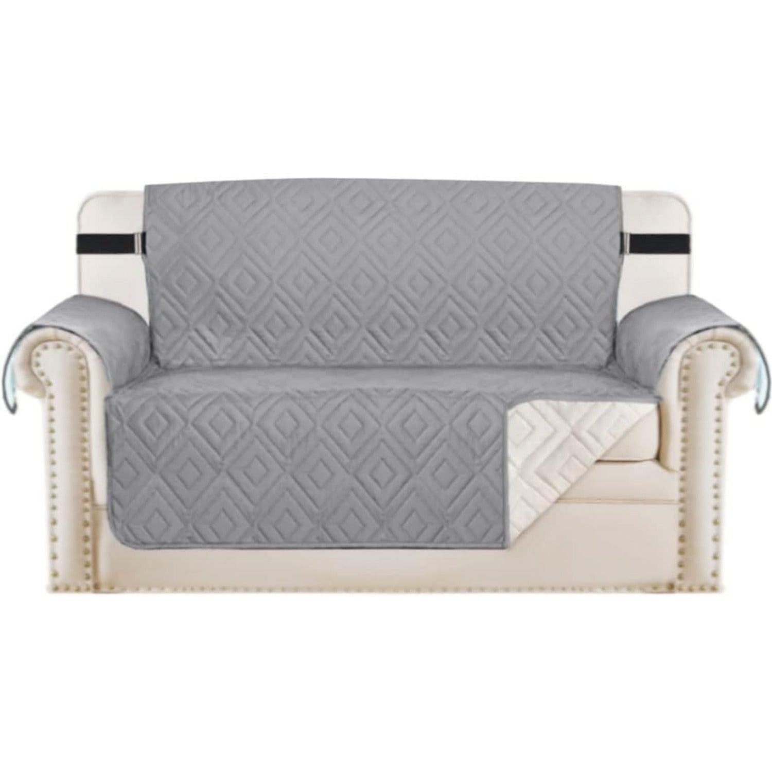 Reversible Furniture Protector Anti-Slip Water Resistant 2" Elastic Straps Couch Covers