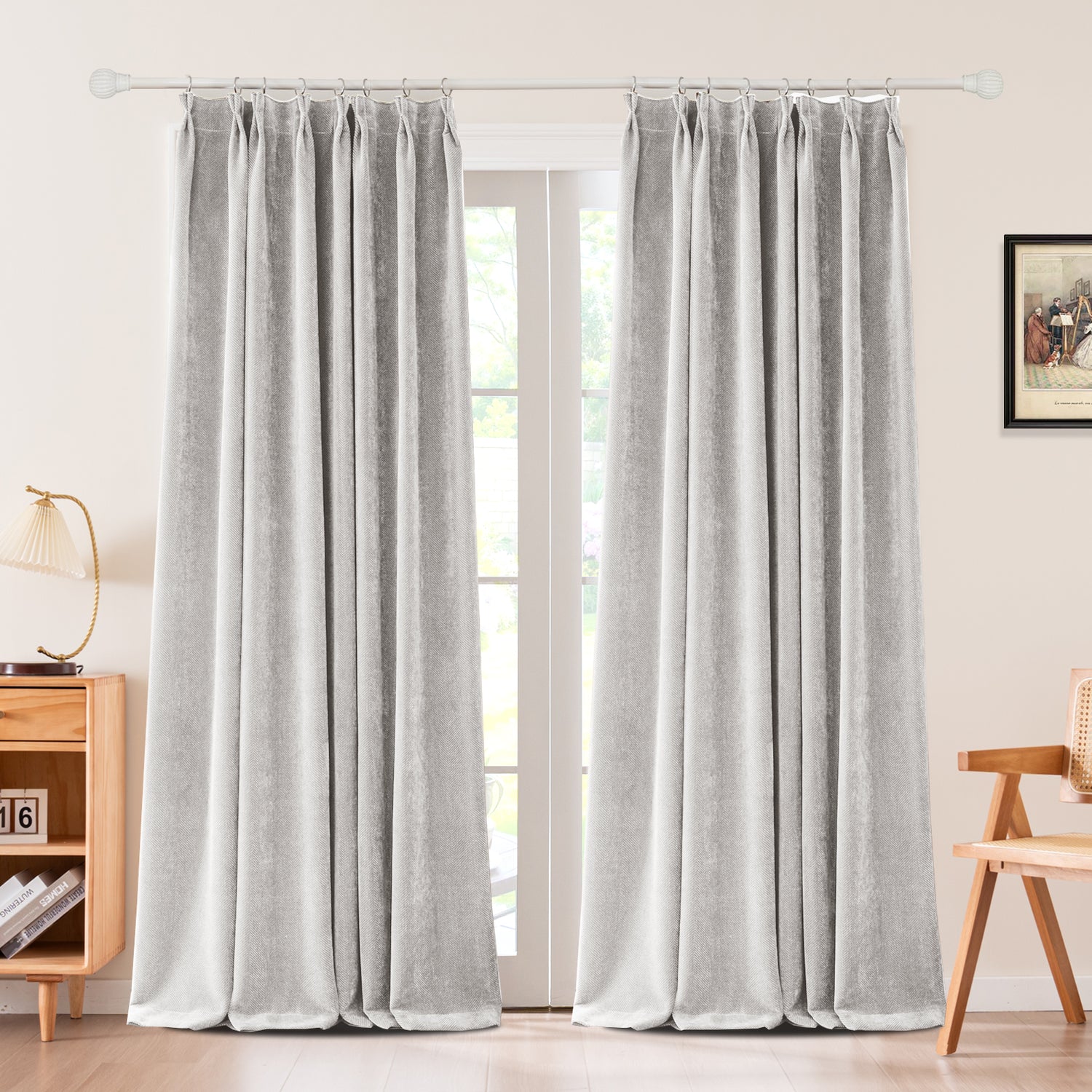 Sarella Diagonal Weave Blackout curtain Pleated