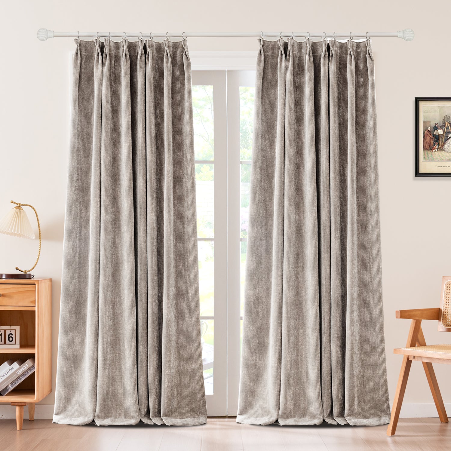 Sarella Diagonal Weave Blackout curtain Pleated