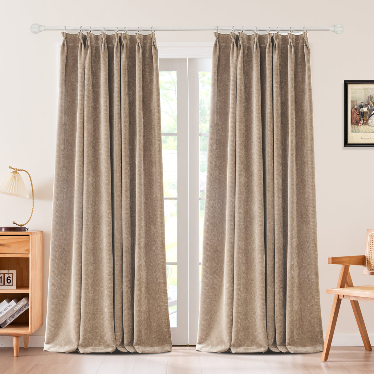 Sarella Diagonal Weave Blackout curtain Pleated