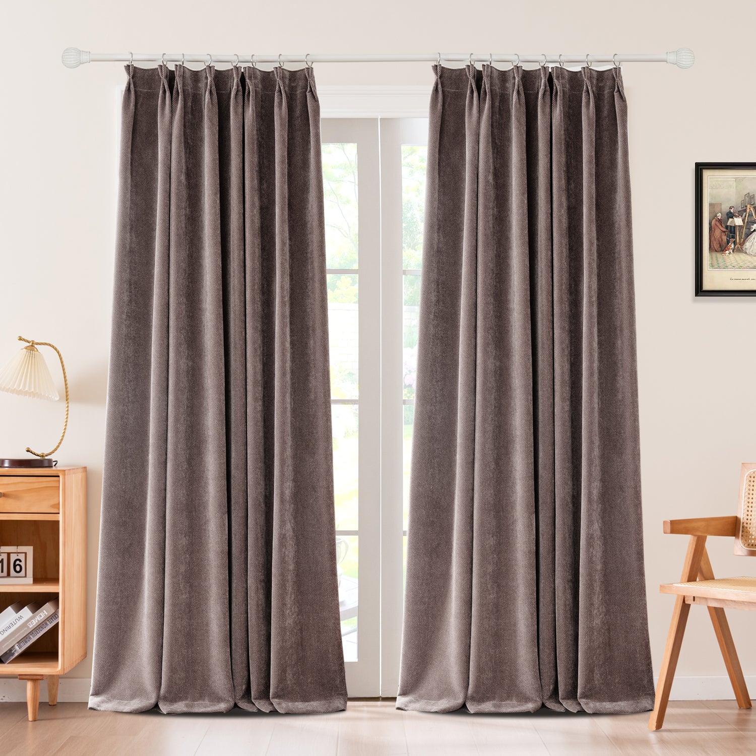 Sarella Diagonal Weave Blackout curtain Pleated