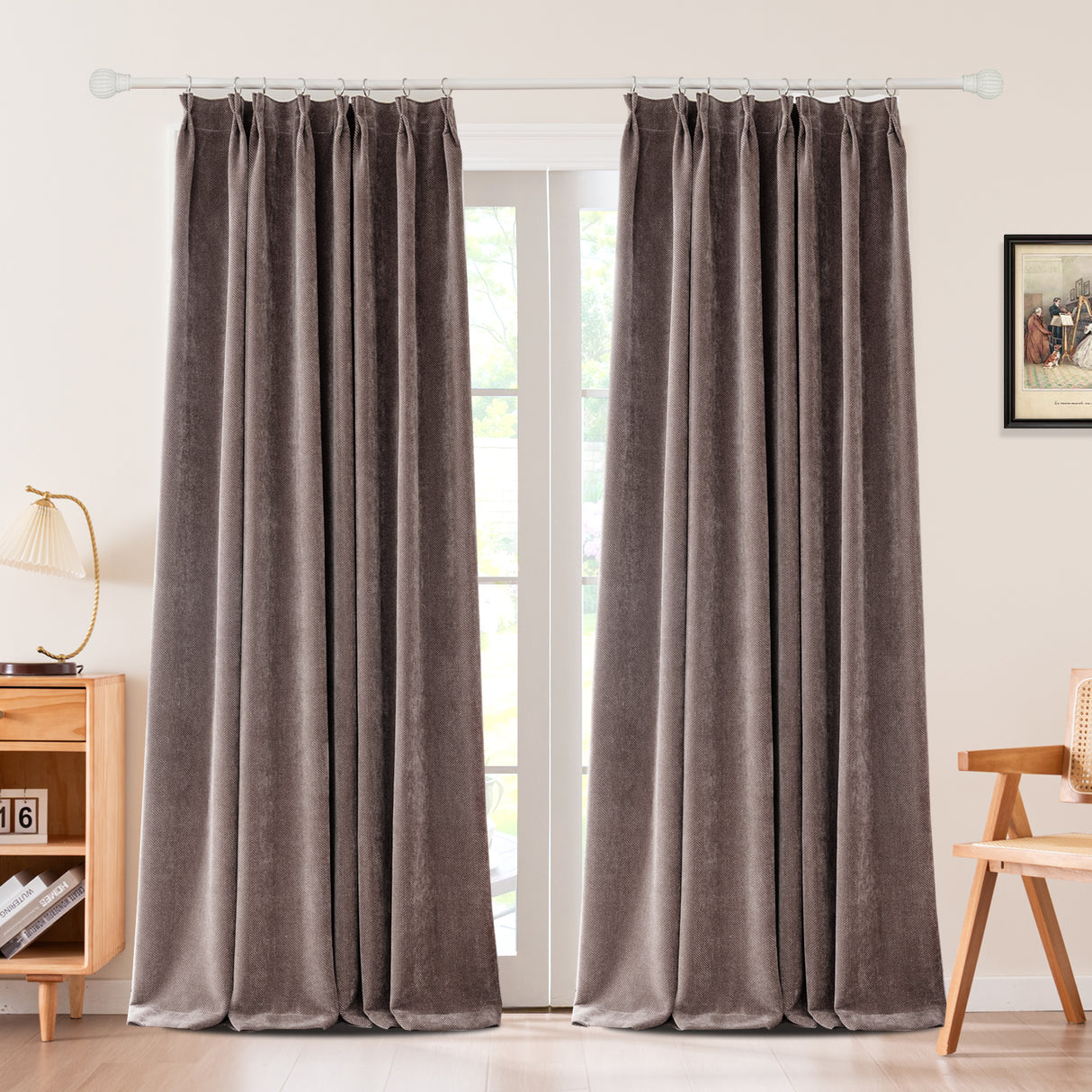 Sarella Diagonal Weave Blackout curtain Pleated