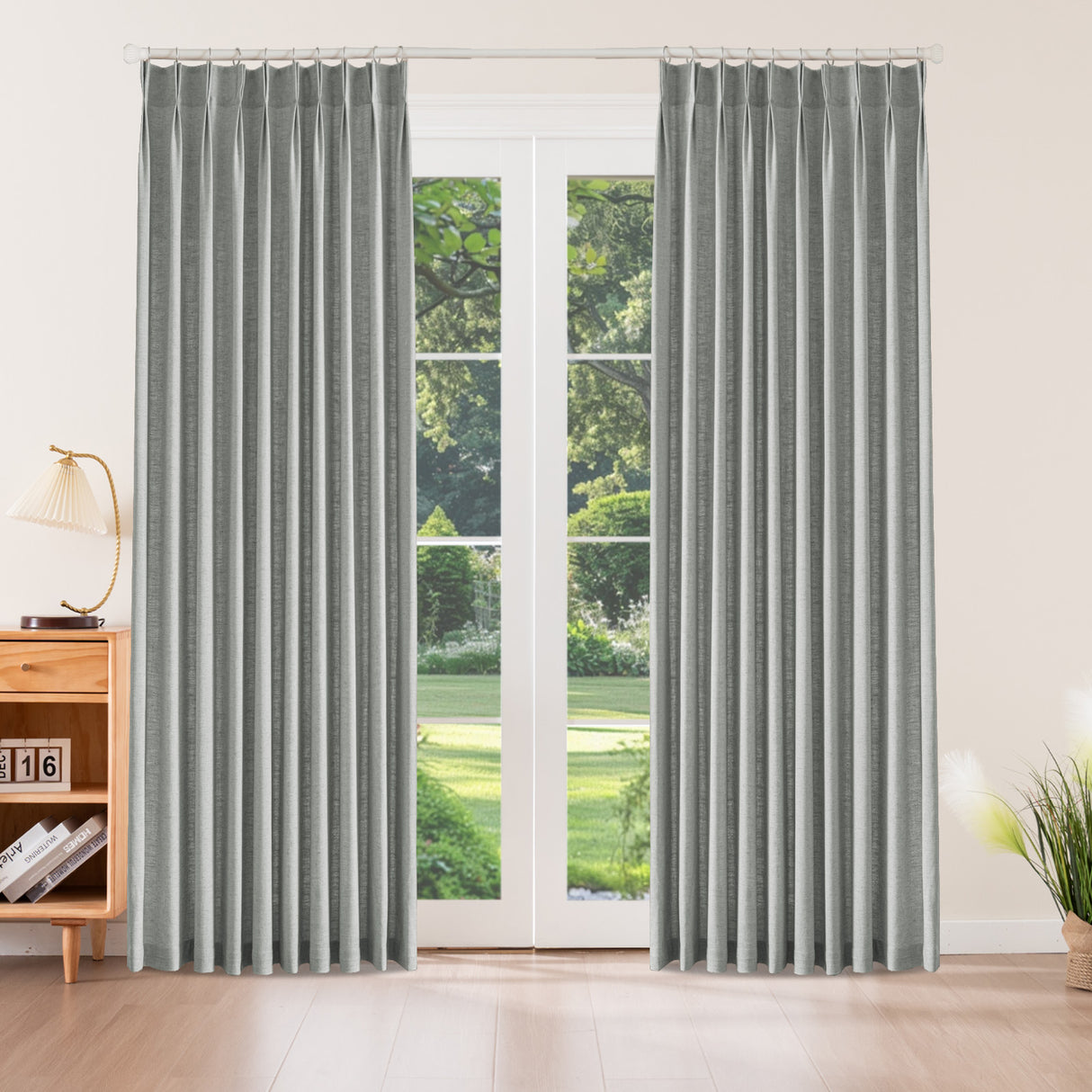 Aurevia Textured Linen Cotton Blend Curtain Pleated