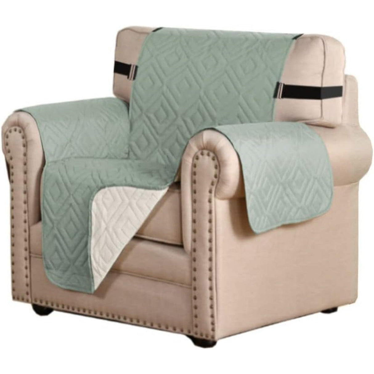 Reversible Furniture Protector Anti-Slip Water Resistant 2" Elastic Straps Couch Covers