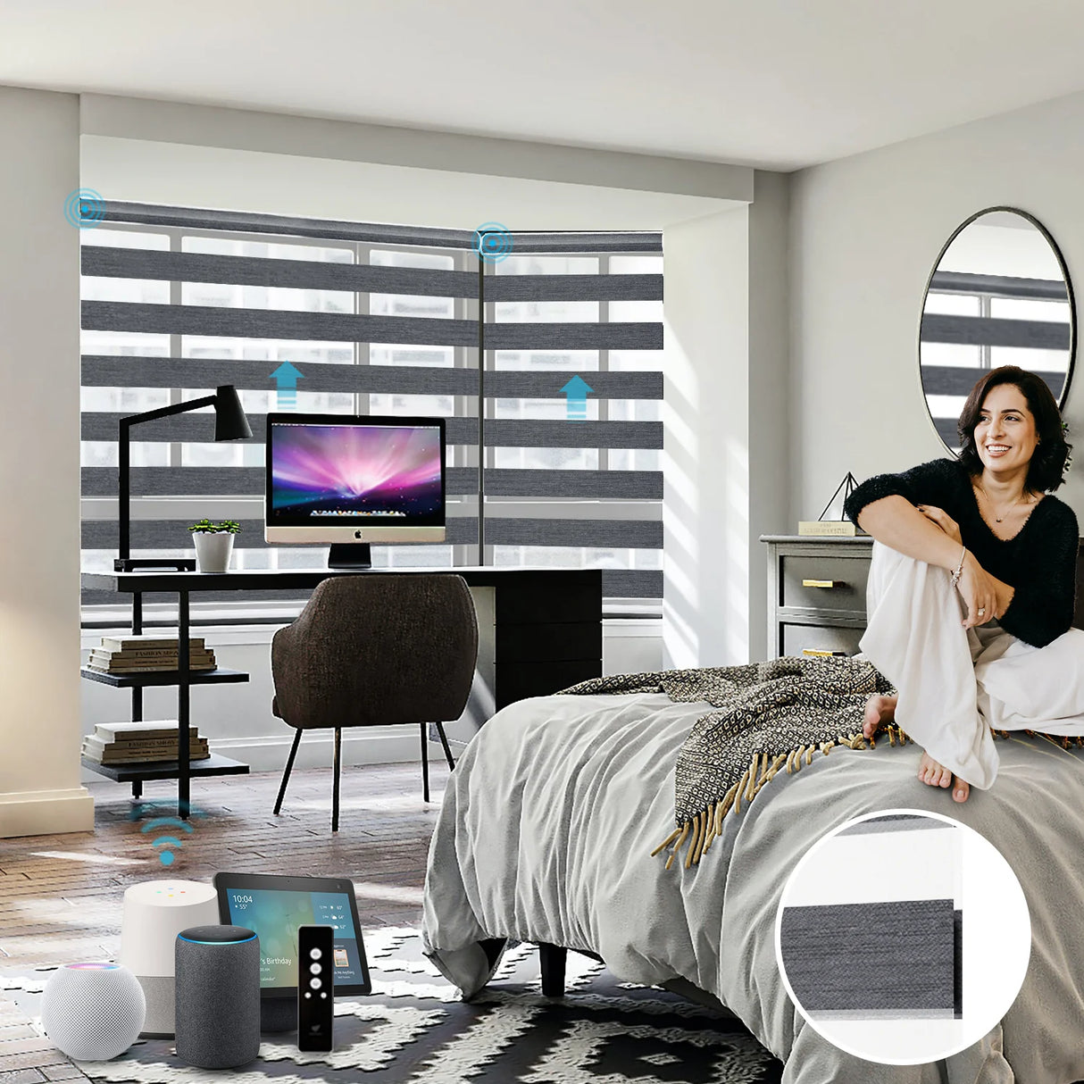 Motorized Zebra Shades 85% Blackout 95mm Ingrid