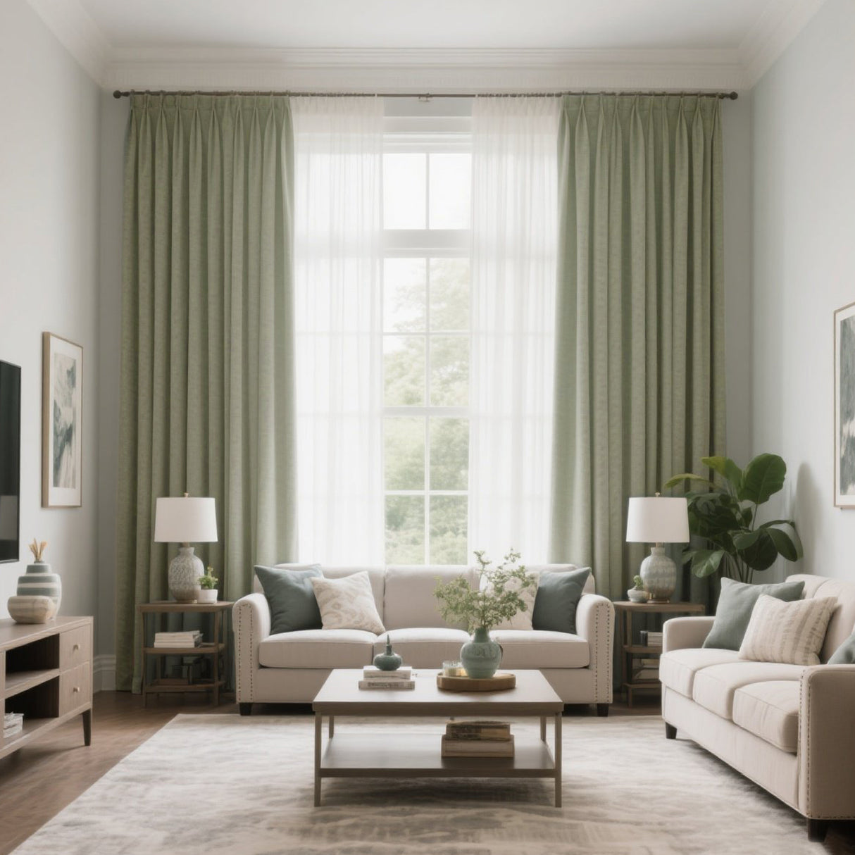 Pristine Blended Linen Curtain Pleated