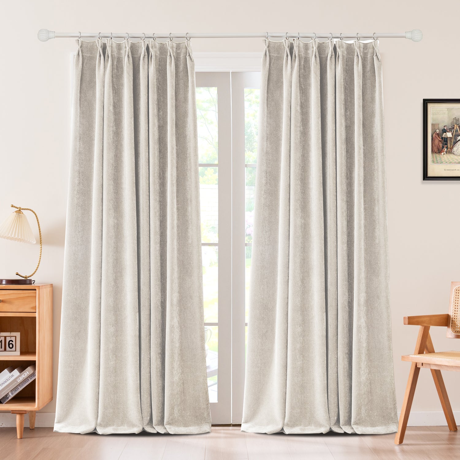 Sarella Diagonal Weave Blackout curtain Pleated