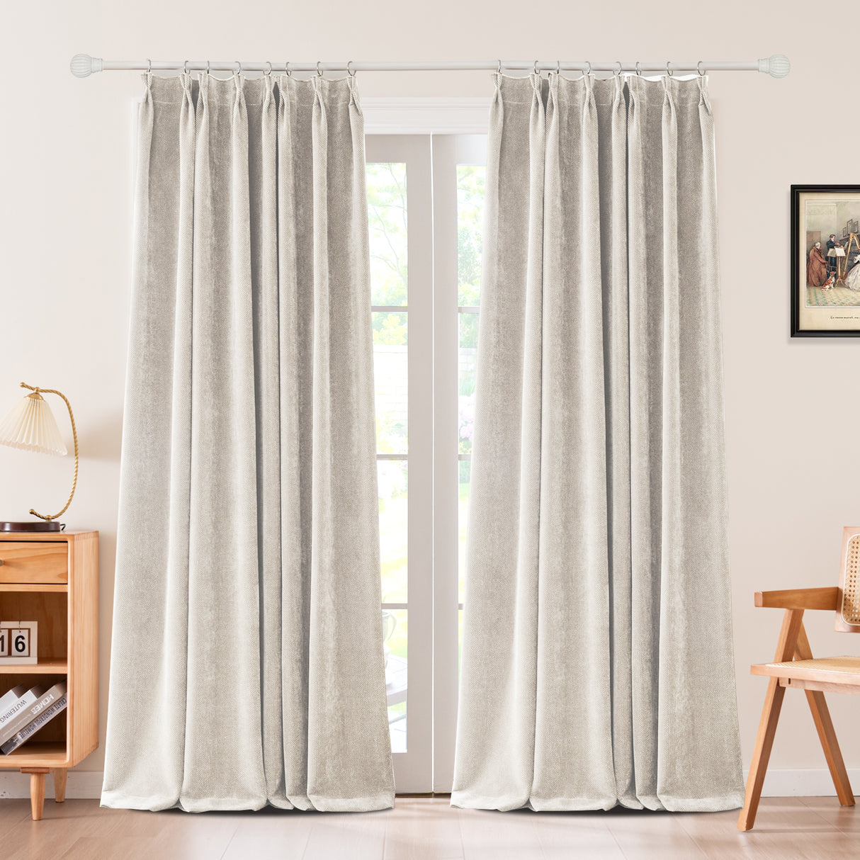 Sarella Diagonal Weave Blackout curtain Pleated