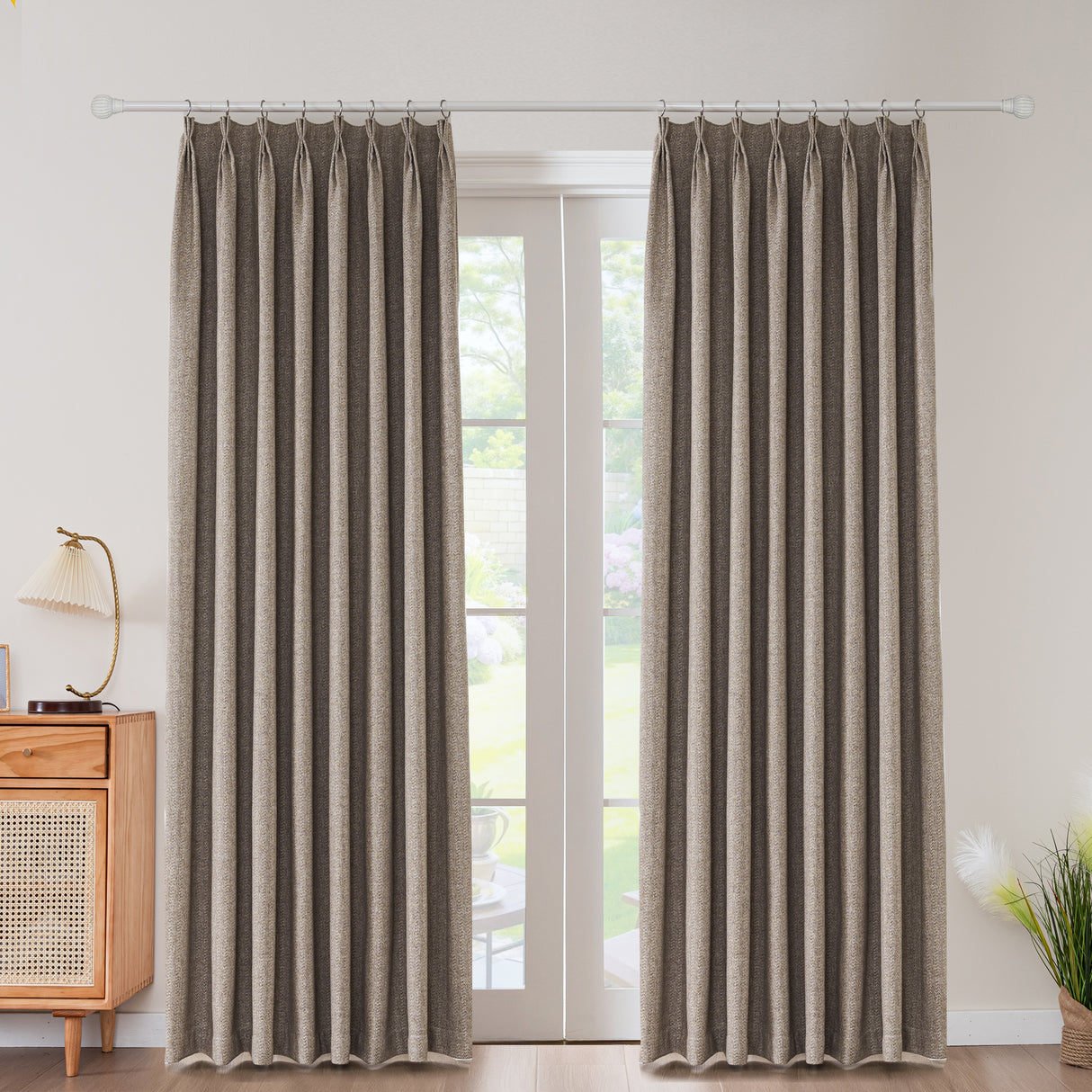 Avenna Heathered Micro Zigzag Woven Curtain Pleated