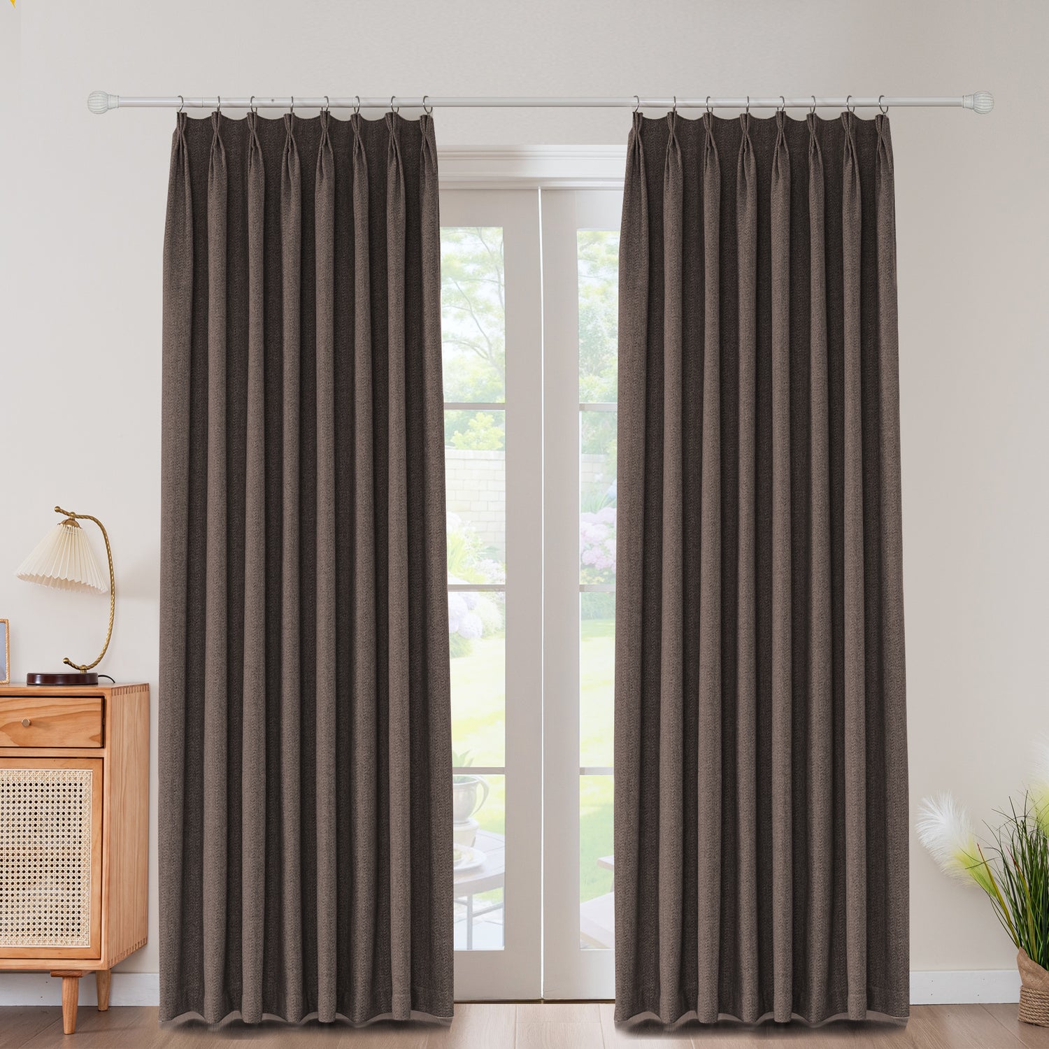 Avenna Heathered Micro Zigzag Woven Curtain Pleated