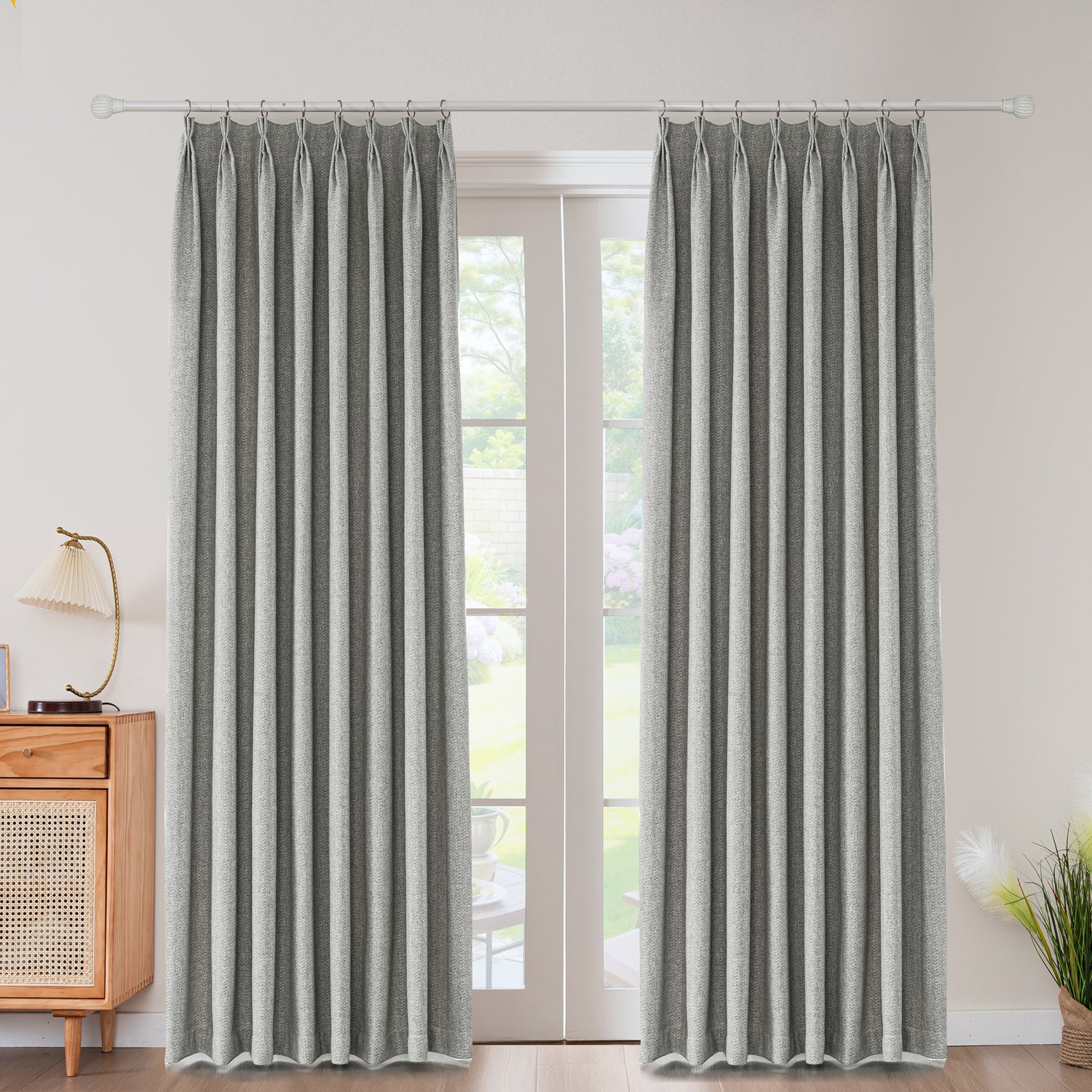 Avenna Heathered Micro Zigzag Woven Curtain Pleated