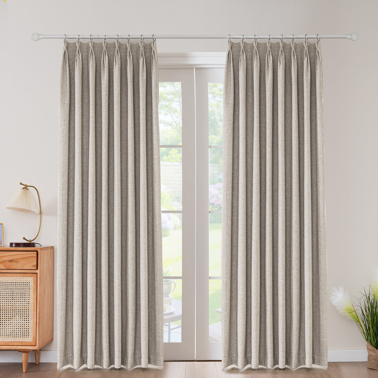 Avenna Heathered Micro Zigzag Woven Curtain Pleated