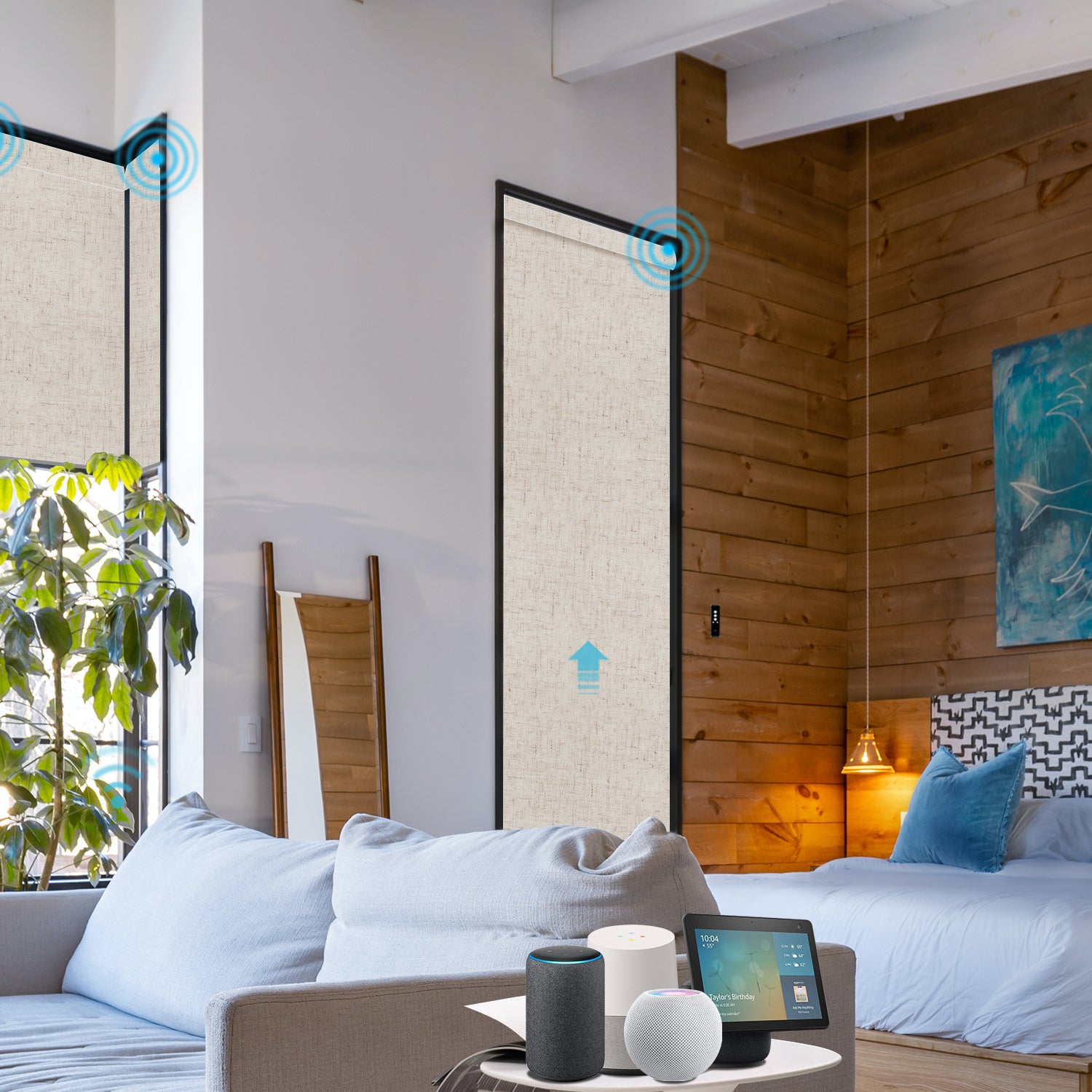 Motorized Roller Shades 100% Blackout Linen