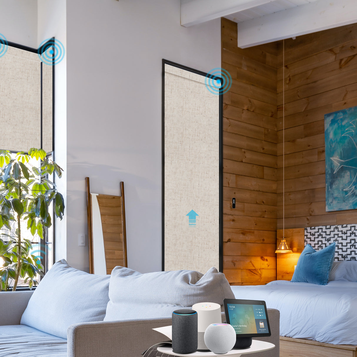 Motorized Roller Shades 100% Blackout Linen