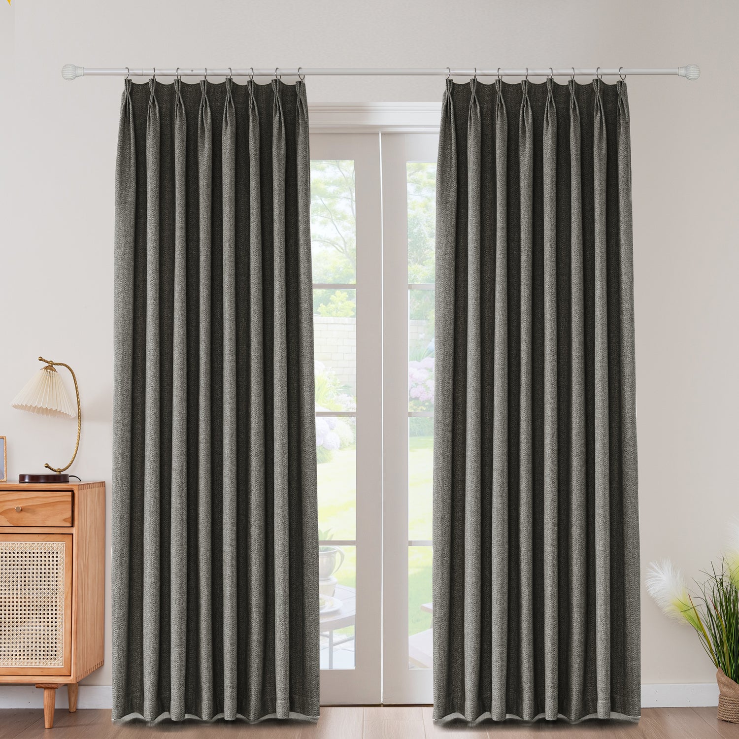 Avenna Heathered Micro Zigzag Woven Curtain Pleated