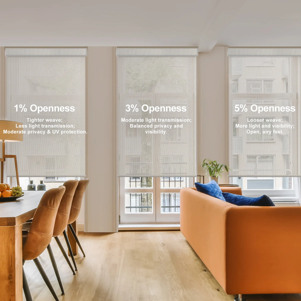 Motorized Light Filtering Solar Shades 1%/3%/5% Openness Aventus