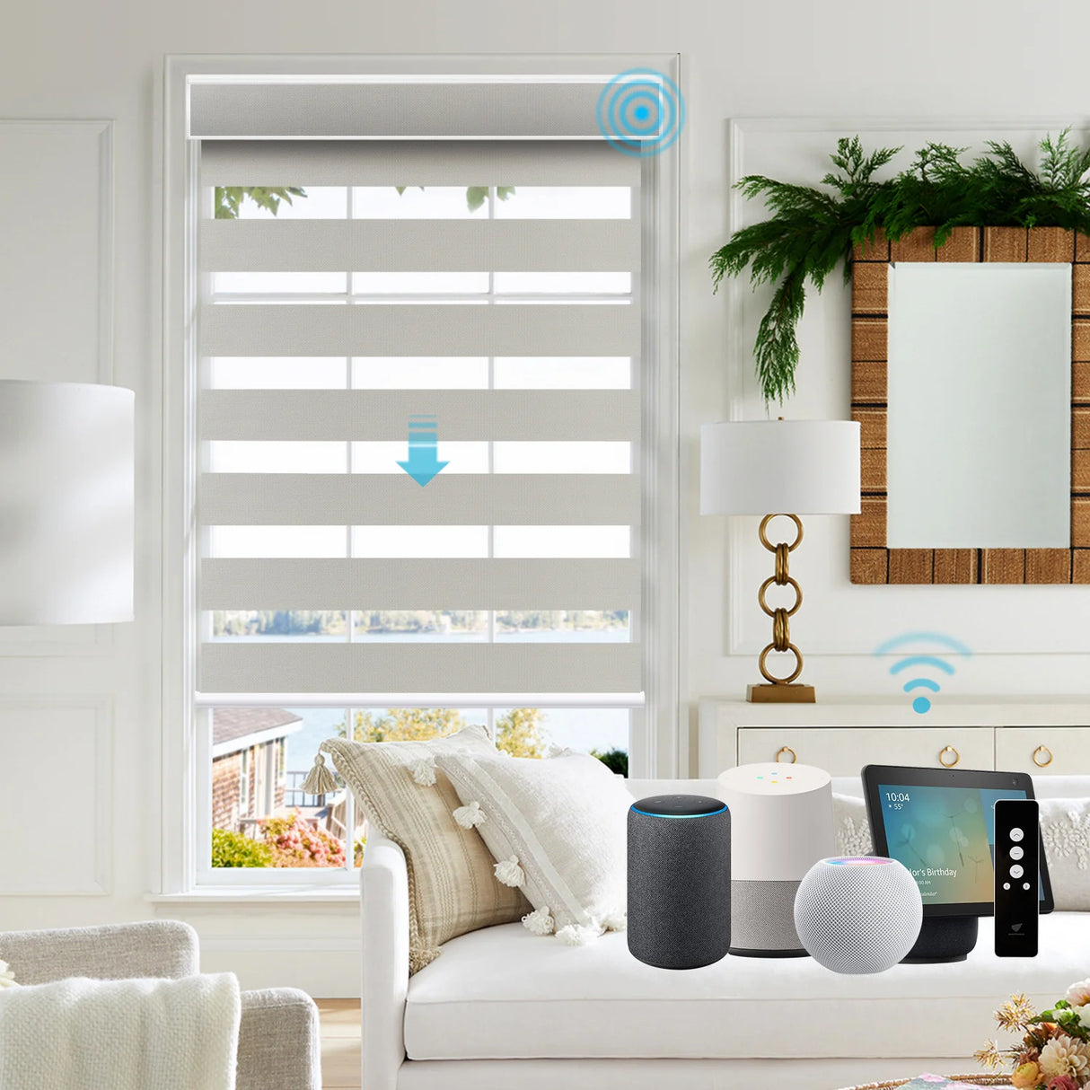 Motorized Zebra Shades 90% Blackout 95mm Astrid