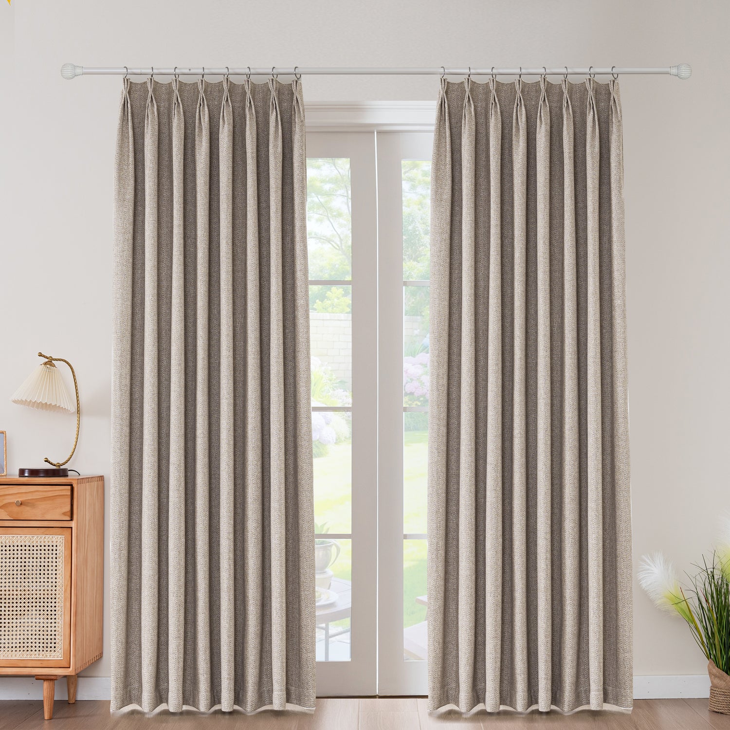 Avenna Heathered Micro Zigzag Woven Curtain Pleated