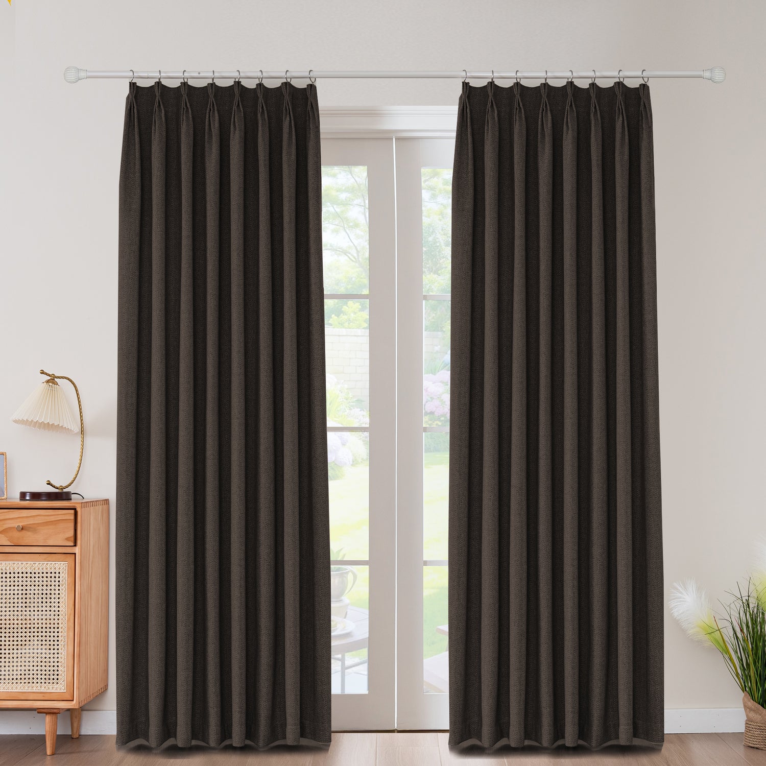Avenna Heathered Micro Zigzag Woven Curtain Pleated