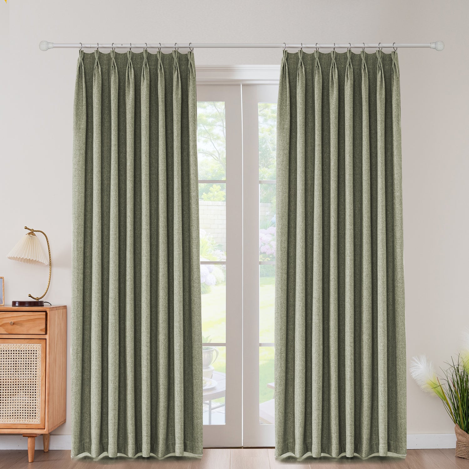 Avenna Heathered Micro Zigzag Woven Curtain Pleated