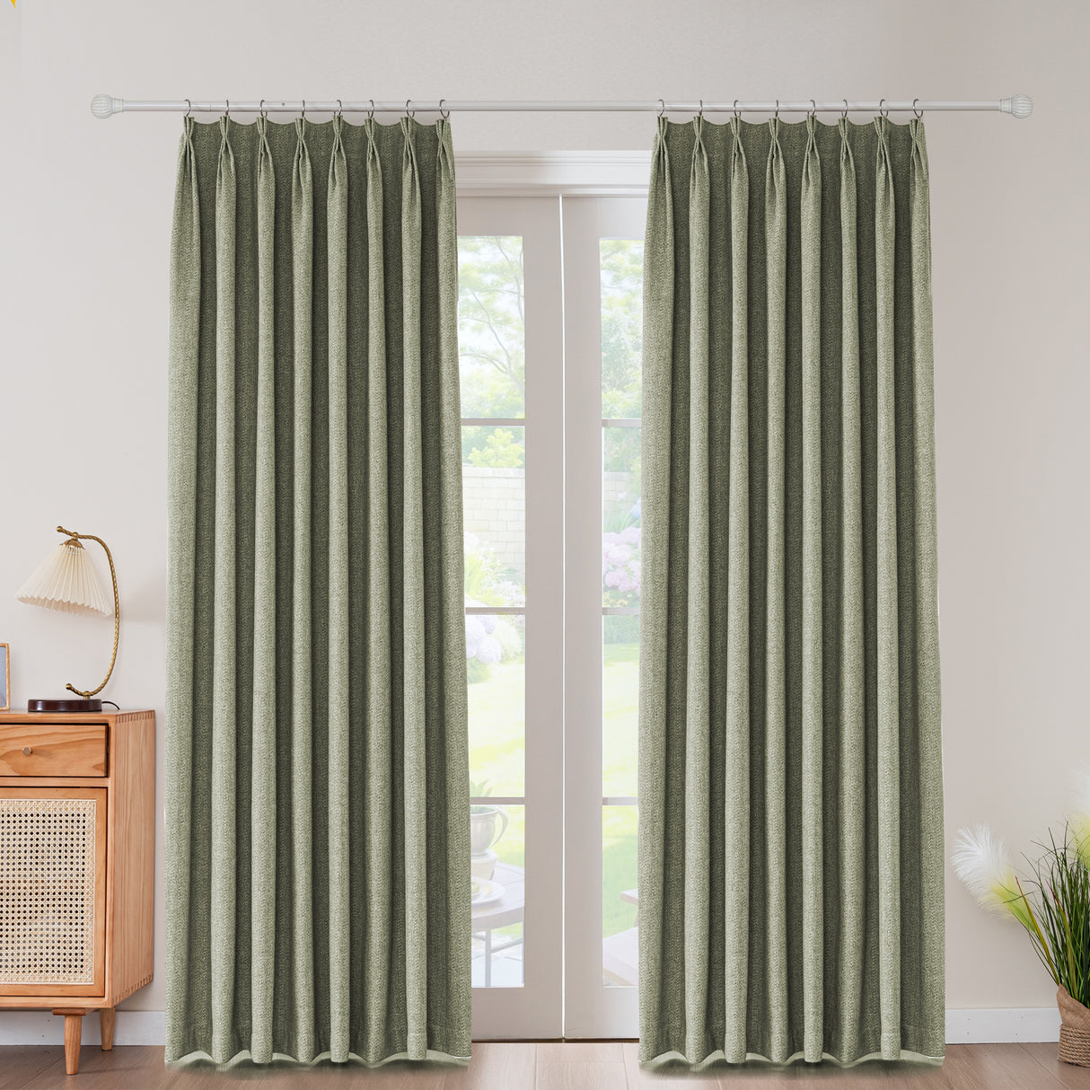 Avenna Heathered Micro Zigzag Woven Curtain Pleated