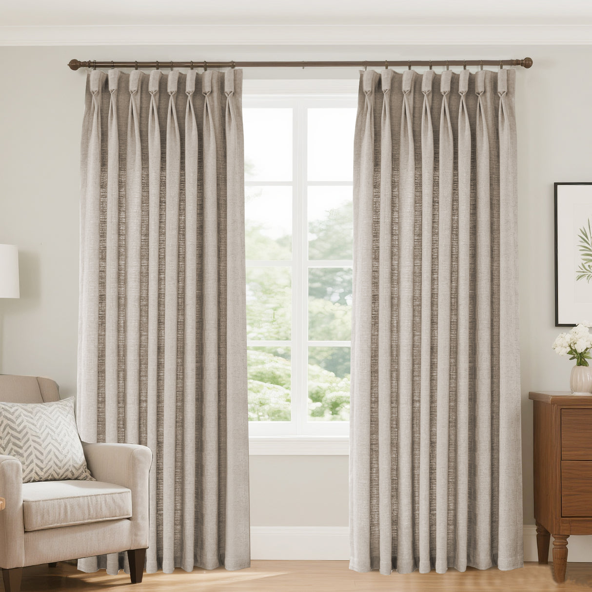 Pristine Blended Linen Curtain Pleated