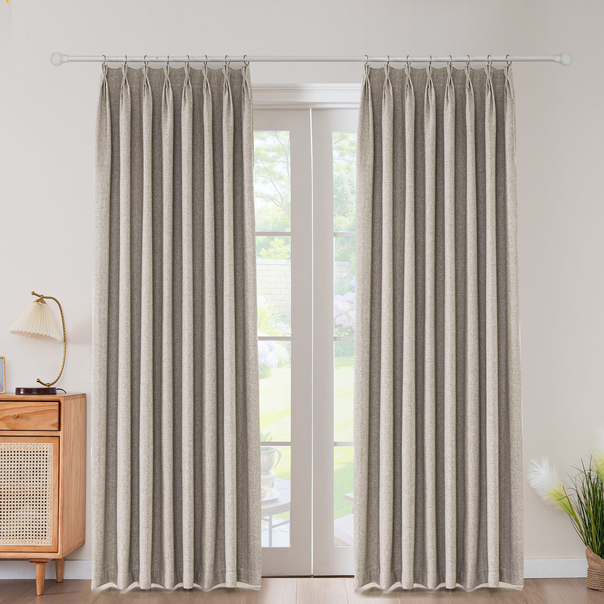 Avenna Heathered Micro Zigzag Woven Curtain Pleated