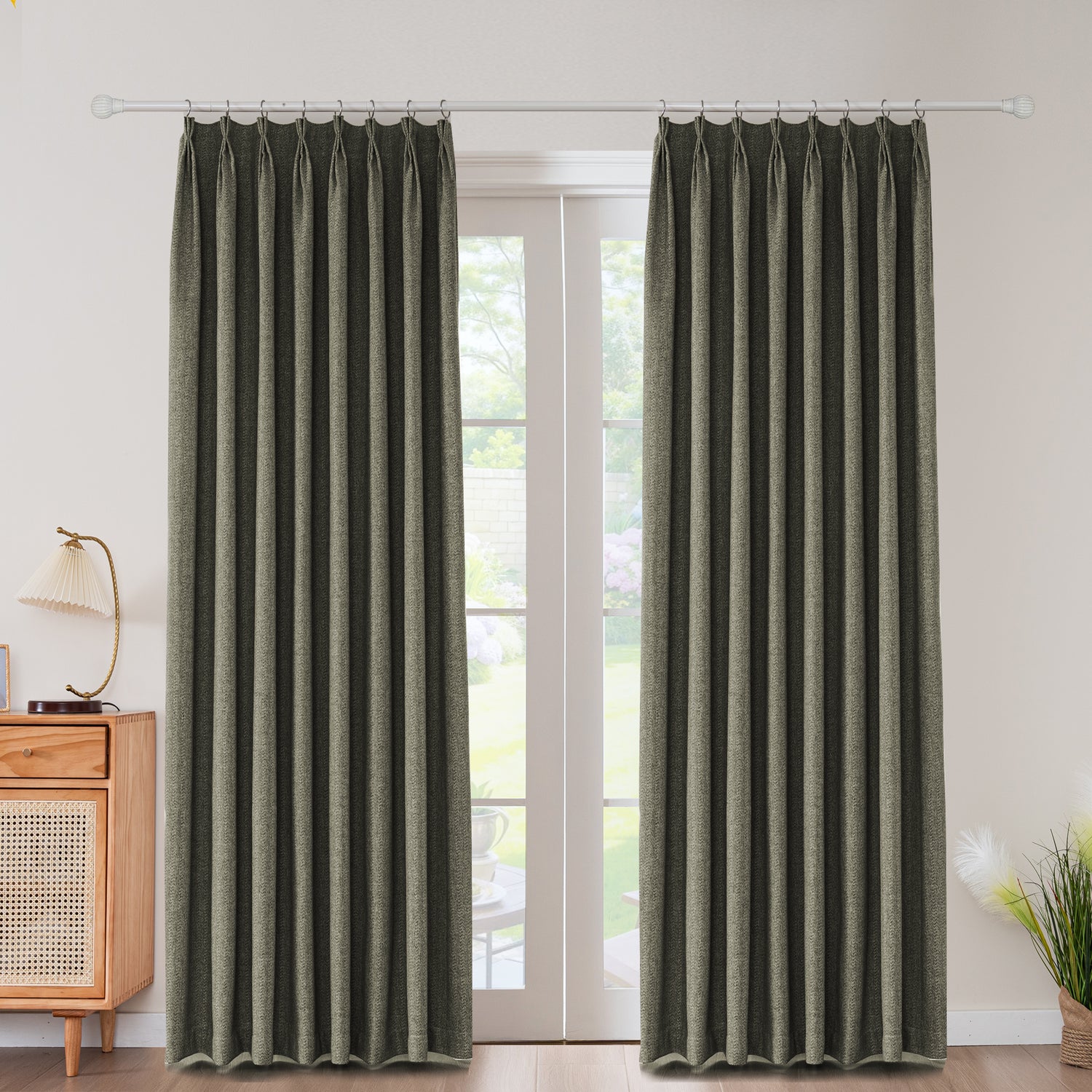 Avenna Heathered Micro Zigzag Woven Curtain Pleated