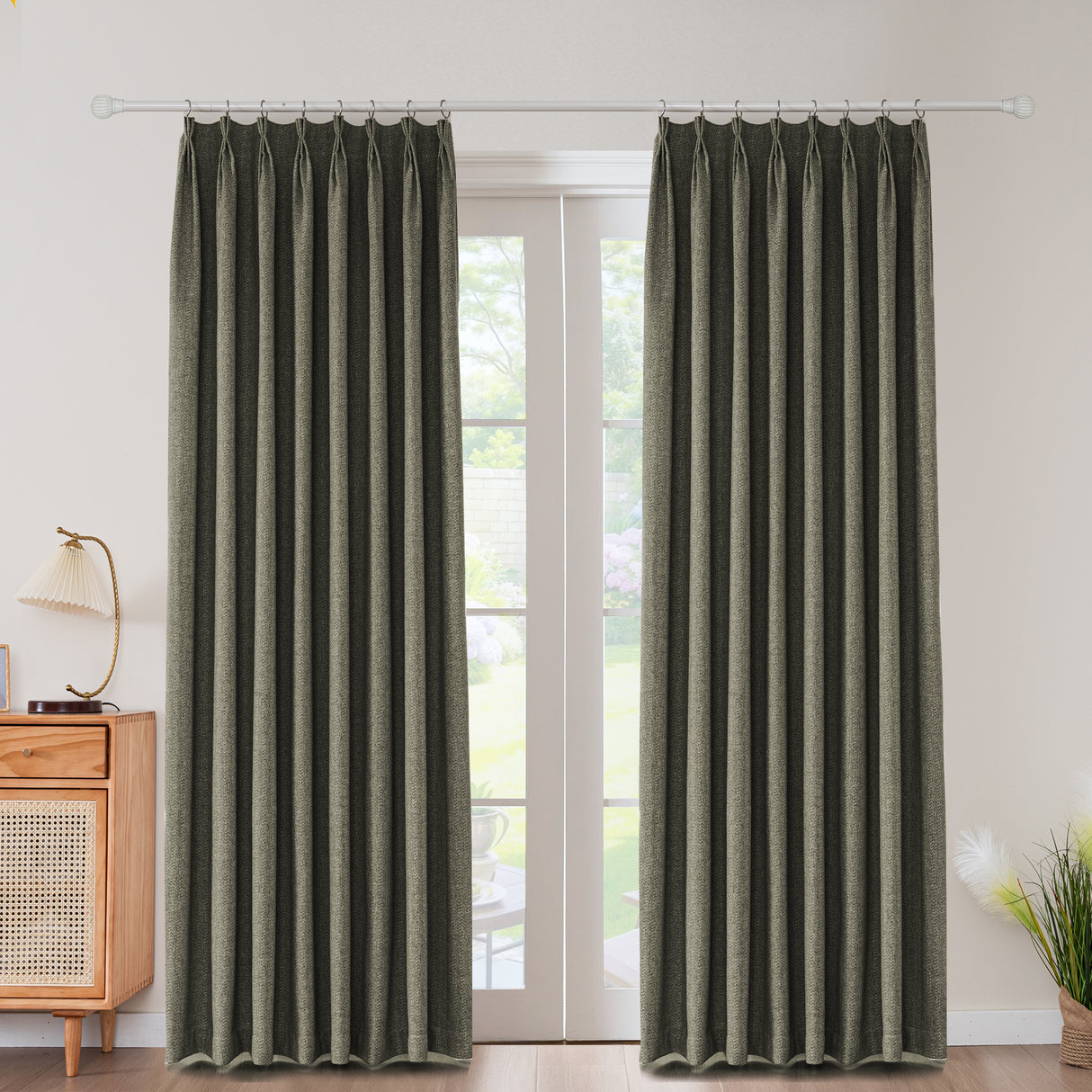 Avenna Heathered Micro Zigzag Woven Curtain Pleated