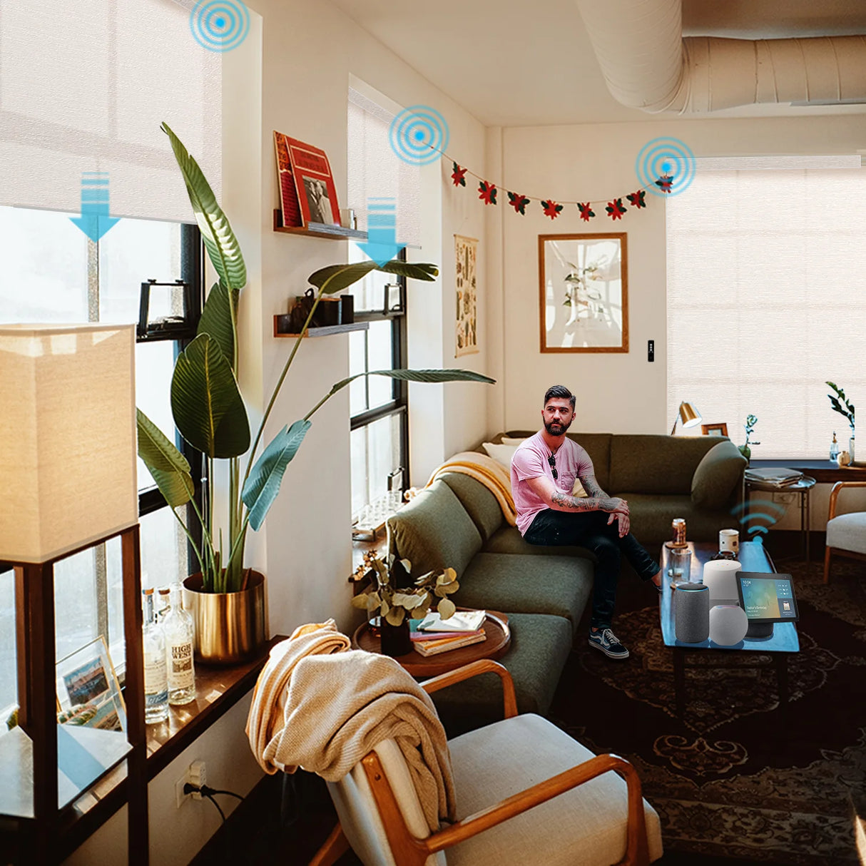 Motorized Light Filtering Roller Shades 70% Blackout Essential