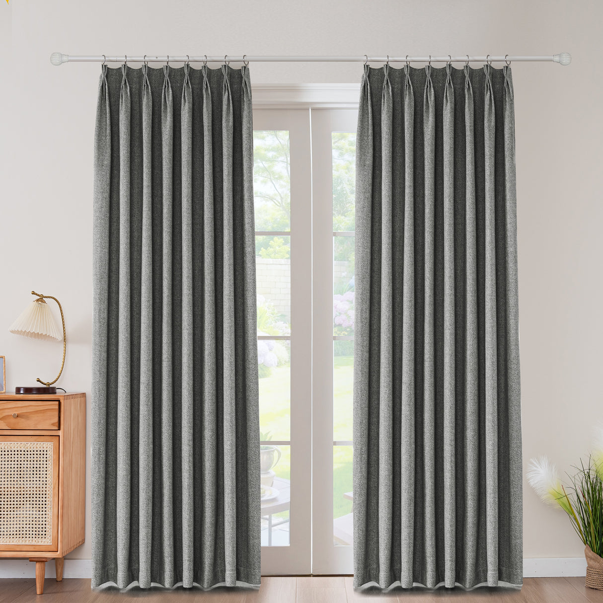 Avenna Heathered Micro Zigzag Woven Curtain Pleated