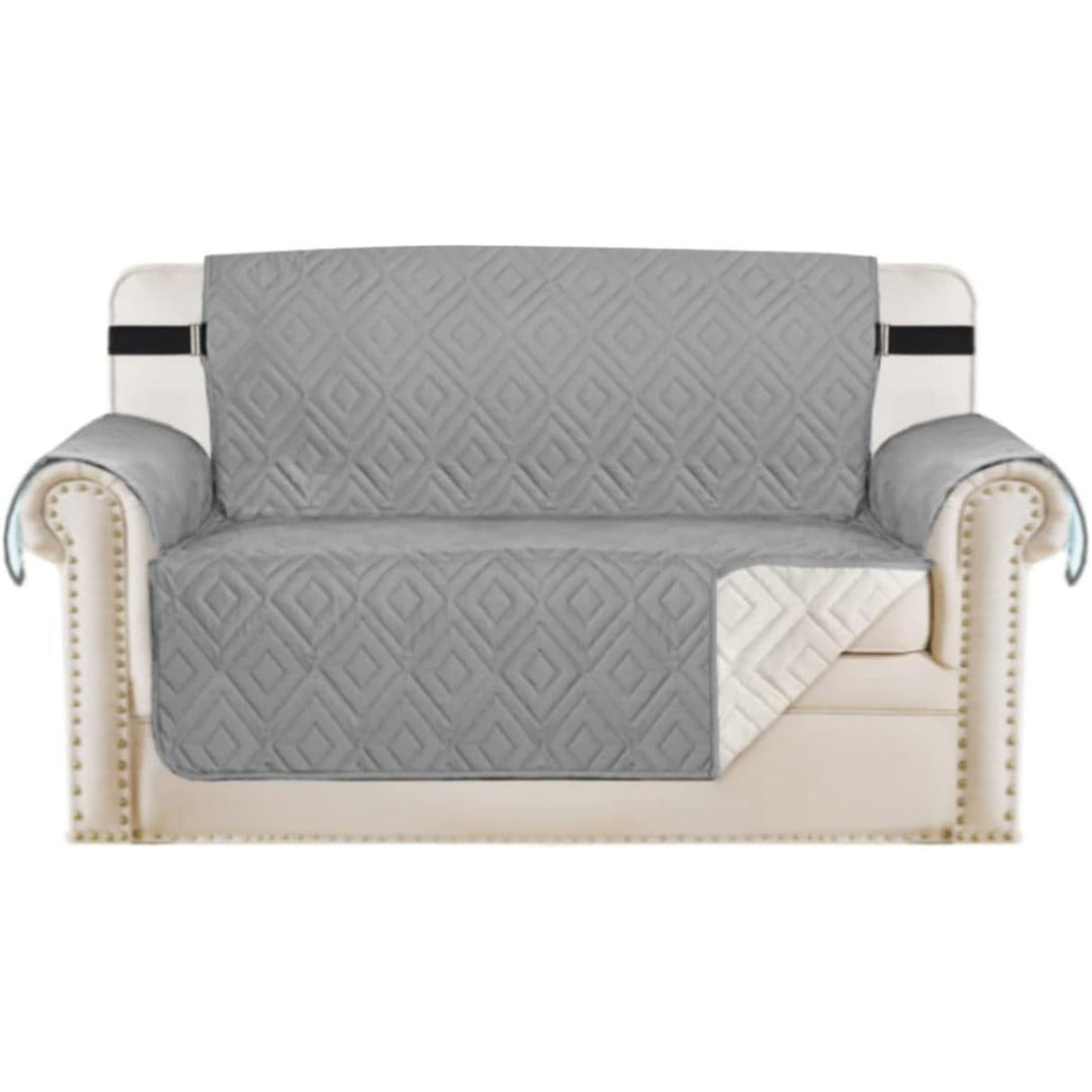 Reversible Furniture Protector Anti-Slip Water Resistant 2" Elastic Straps Couch Covers