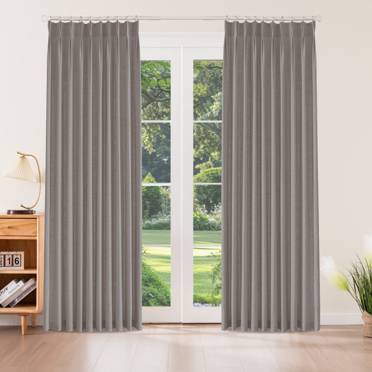 Aurevia Textured Linen Cotton Blend Curtain Pleated