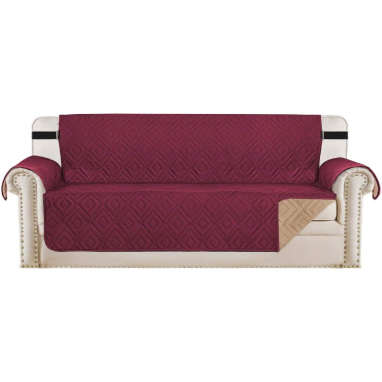 Reversible Furniture Protector Anti-Slip Water Resistant 2" Elastic Straps Couch Covers
