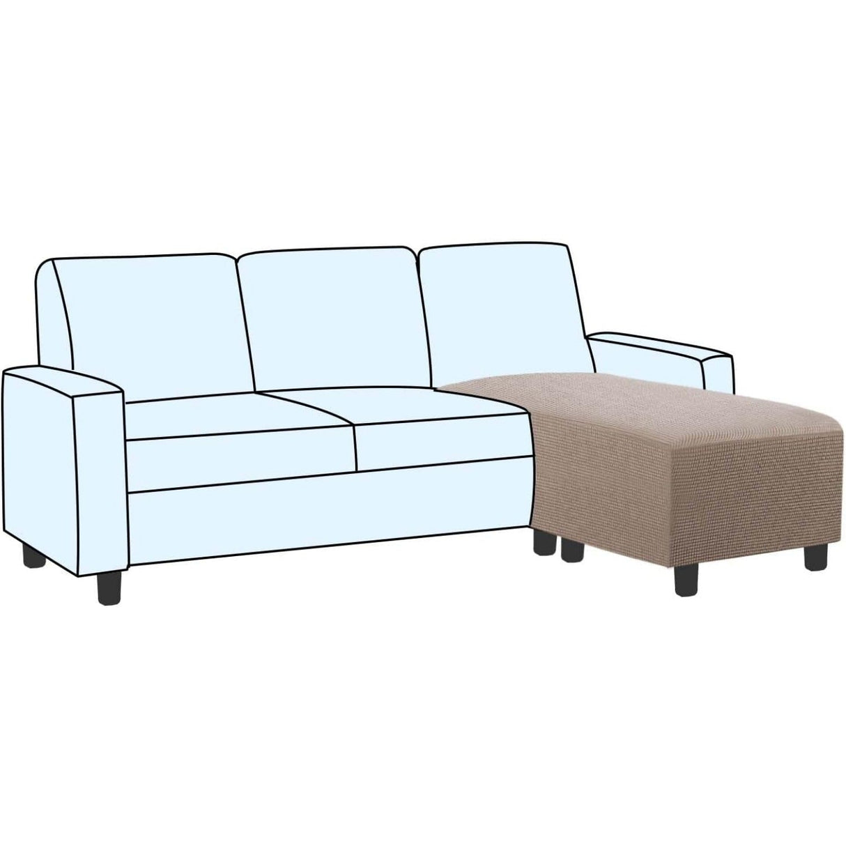 Ottoman Cover Slipcover Rectangle Fit Length Footrest Sofa Slipcovers Stool Cover