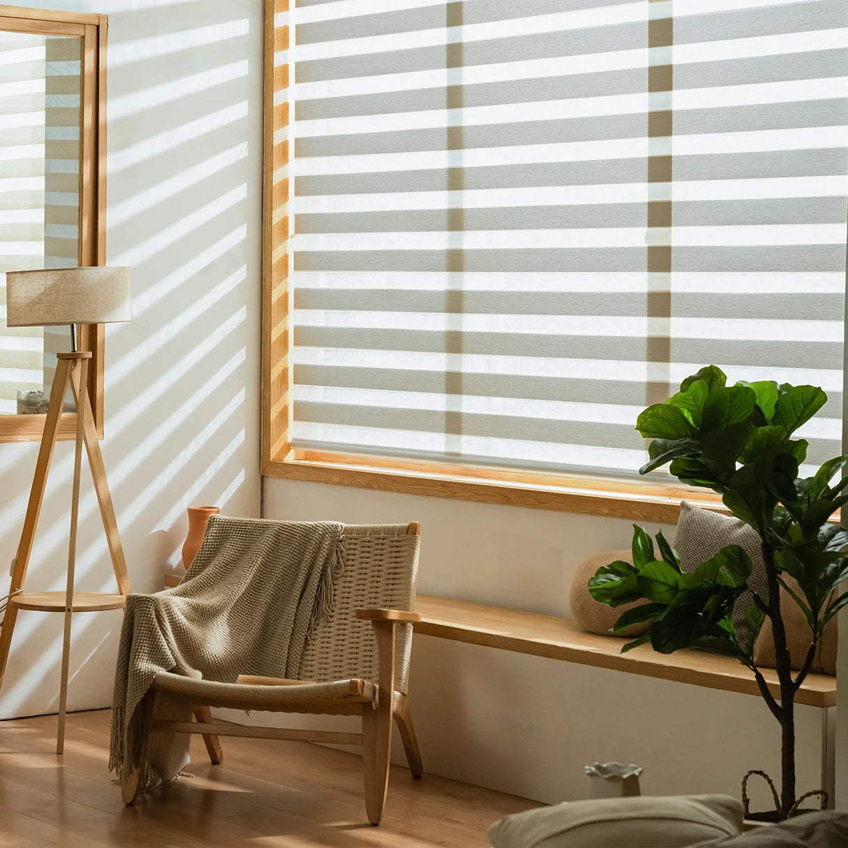 Motorized Zebra Shades 60% Blackout Translucent 75mm Eloise