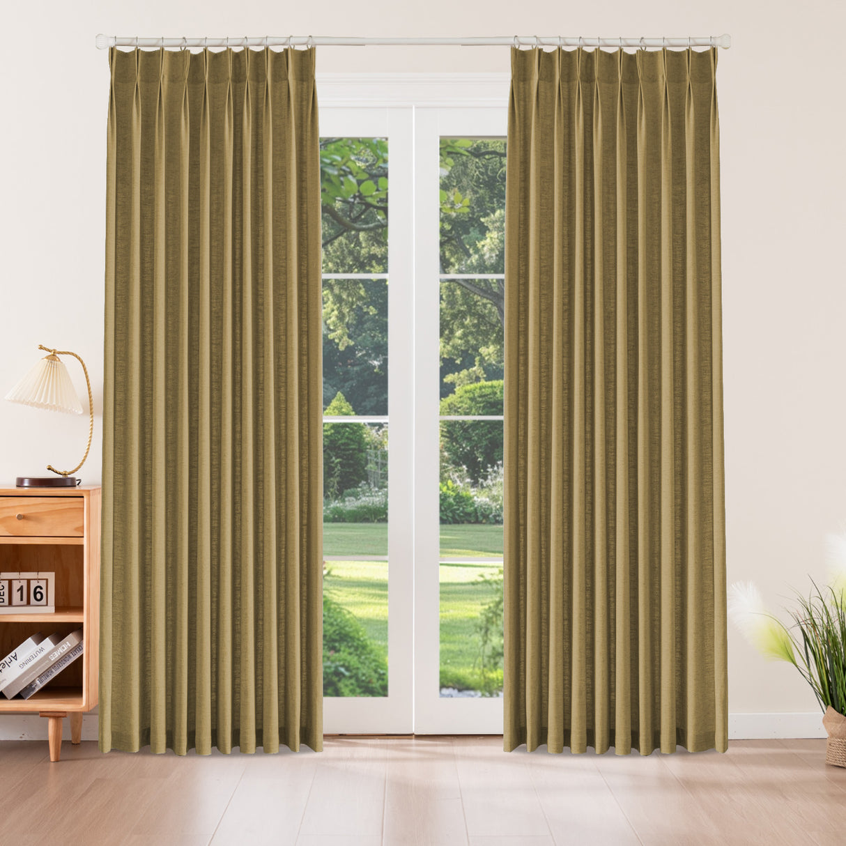 Aurevia Textured Linen Cotton Blend Curtain Pleated