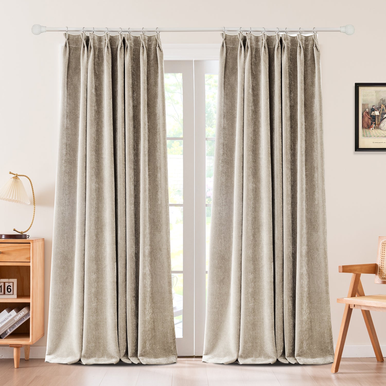 Sarella Diagonal Weave Blackout curtain Pleated