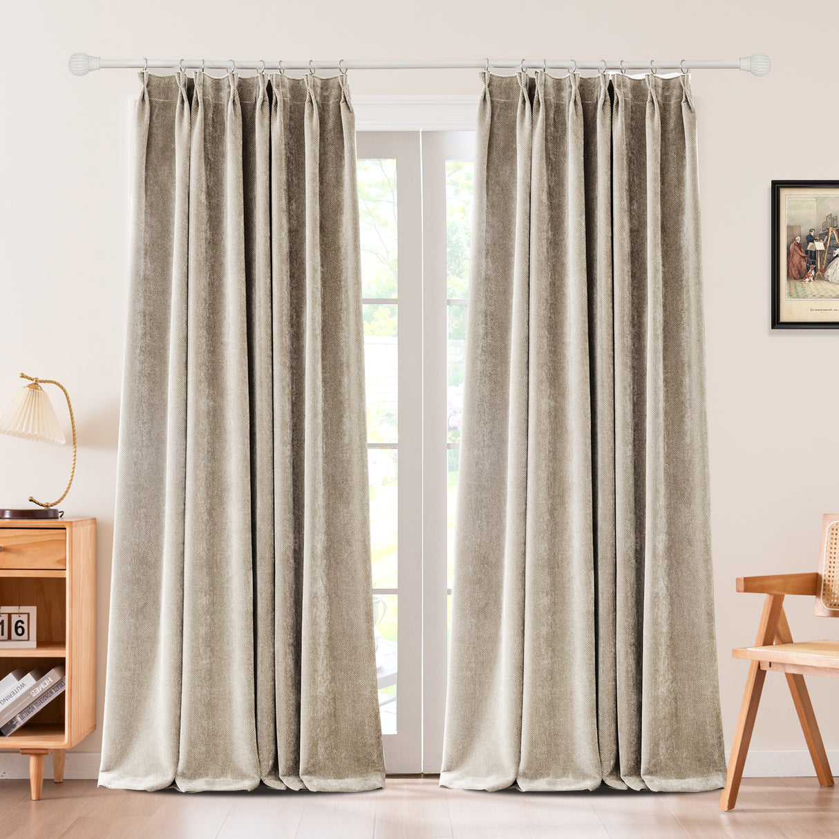 Sarella Diagonal Weave Blackout curtain Pleated
