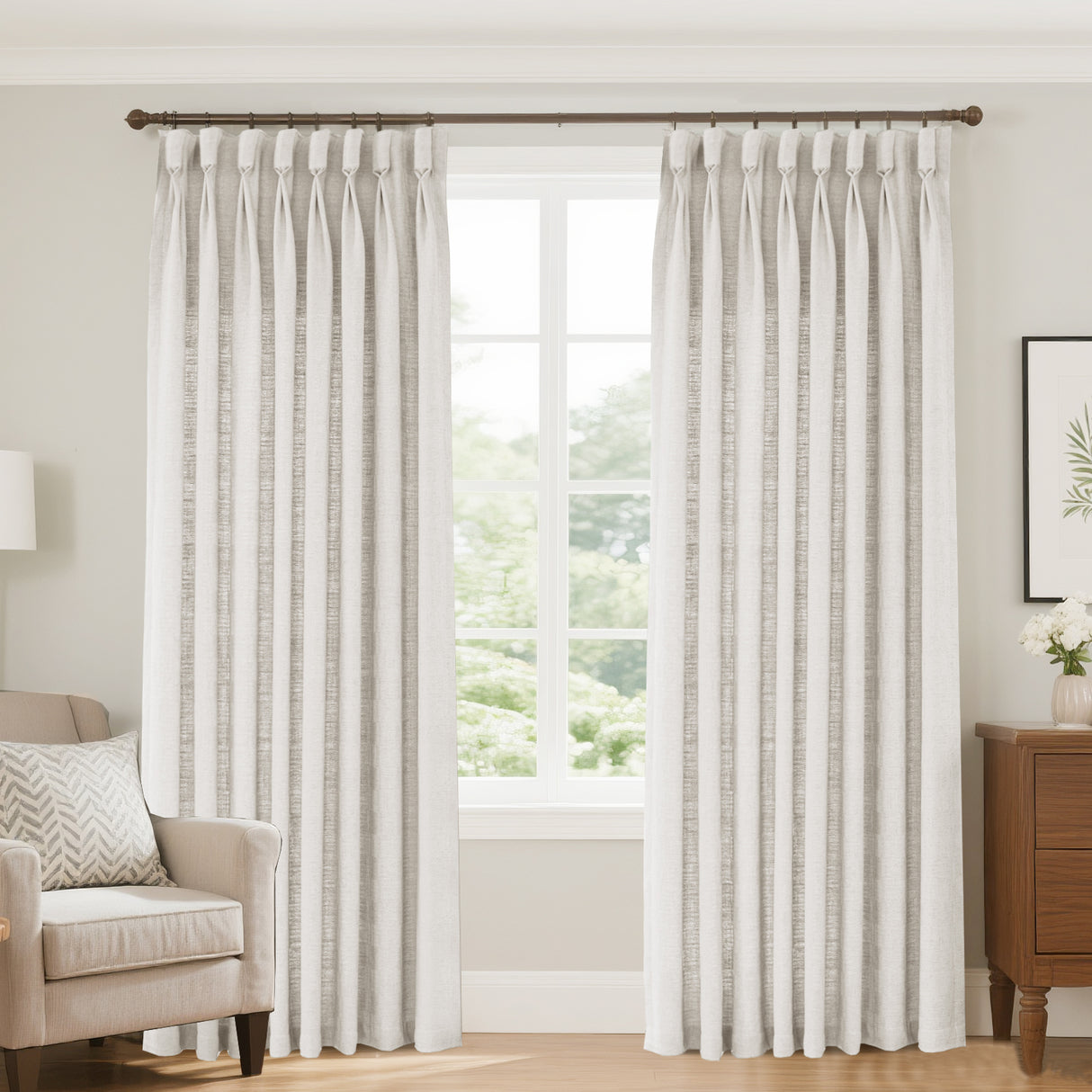 Pristine Blended Linen Curtain Pleated