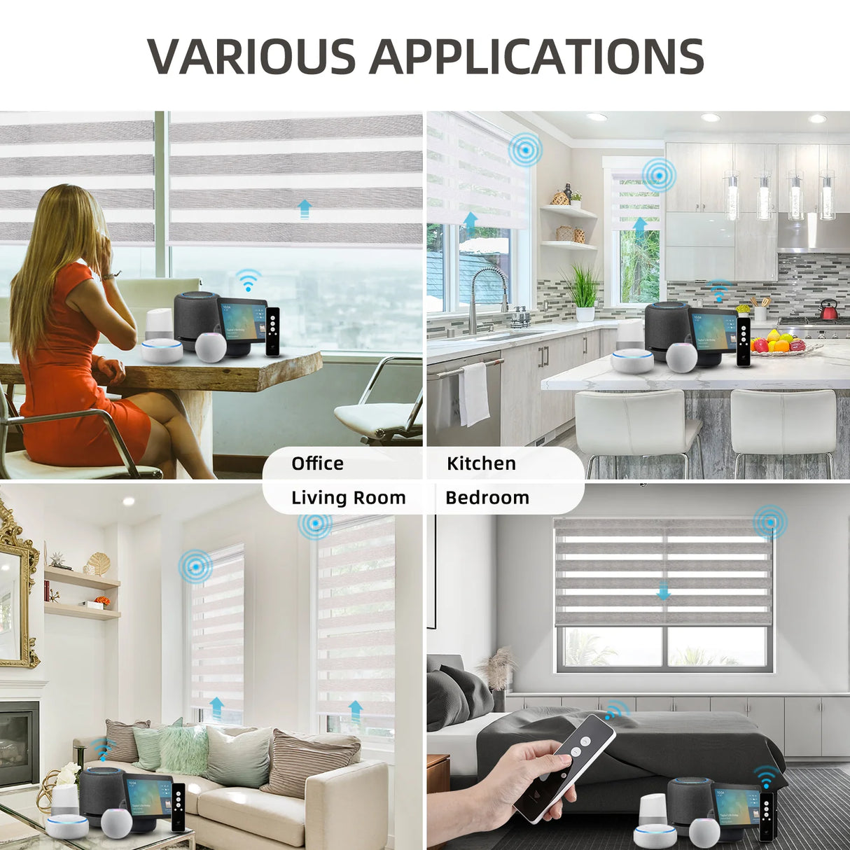 Motorized Zebra Shades 60% Blackout Translucent 75mm Eloise