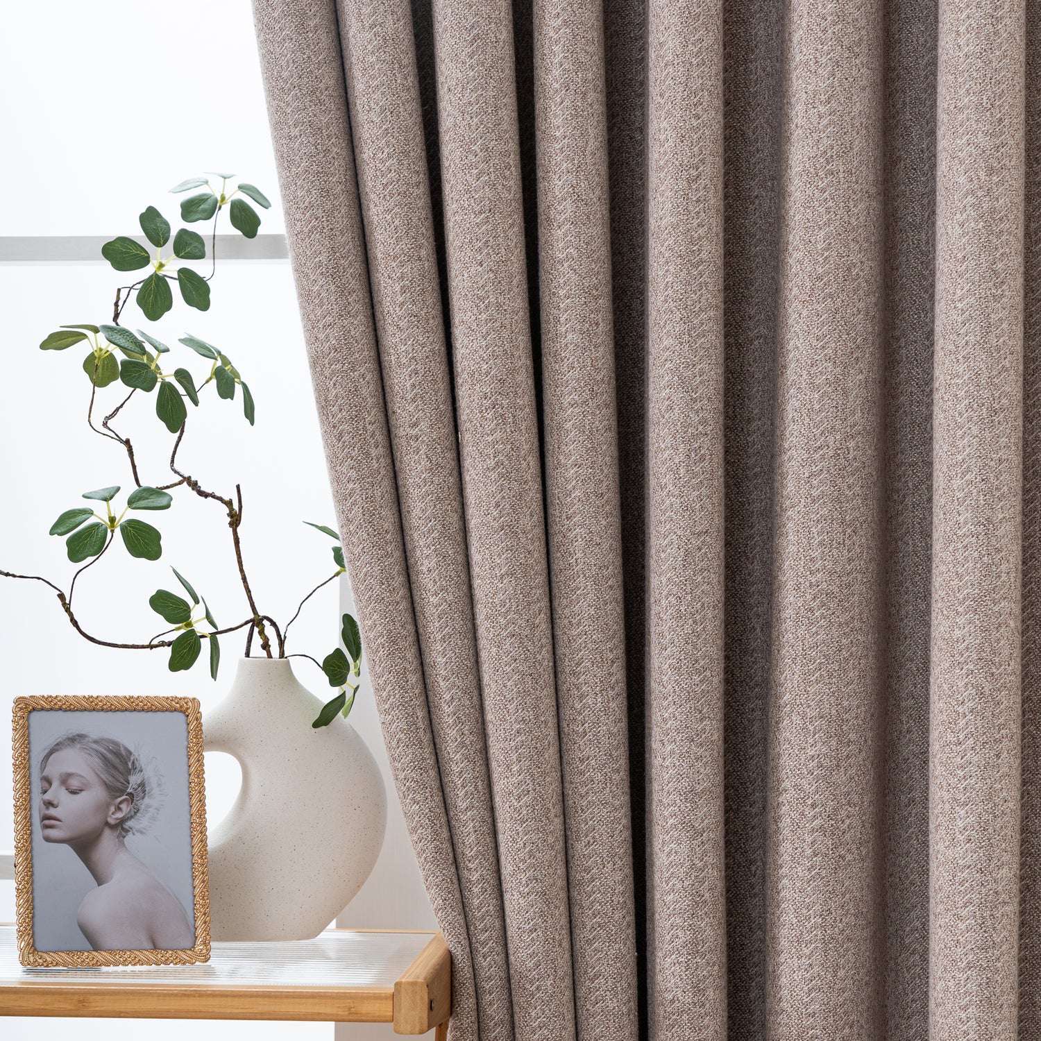 Avenna Heathered Micro Zigzag Woven Curtain Pleated