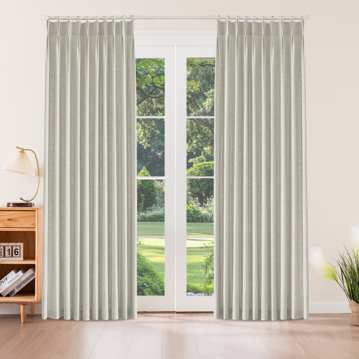 Aurevia Textured Linen Cotton Blend Curtain Pleated