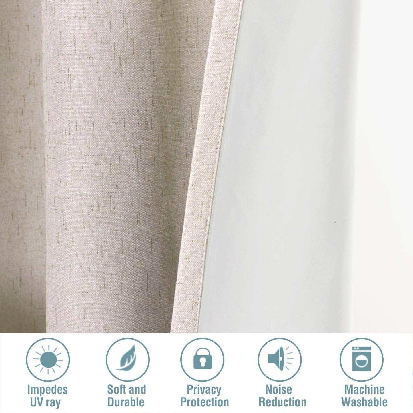 100% Blackout Faux Linen Curtains