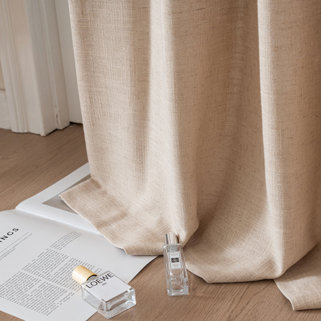 Aurevia Textured Linen Cotton Blend Curtain Pleated